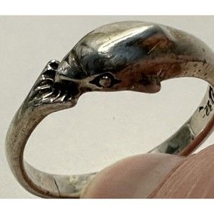 Sterling Silver Dolphin Ring Size 6-3/4